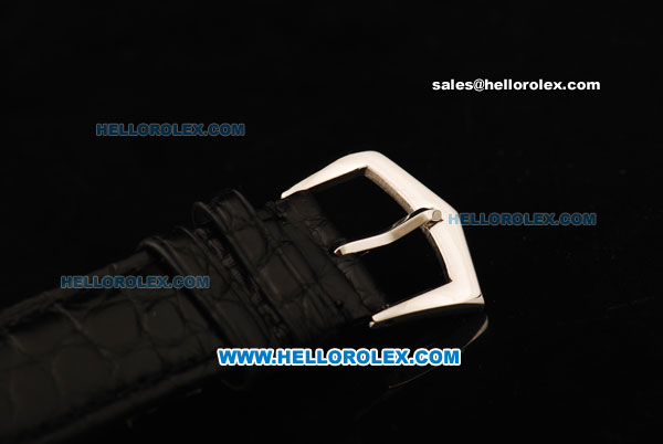 Patek Philippe Calatrava Swiss ETA 2836 Automatic Movement White Dial with Diamond Bezel and Black Leather Strap - Click Image to Close